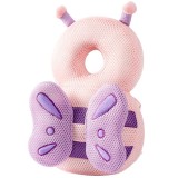 Perna tip Rucsac pentru Protectia Capului pentru Bebelusi, Tetiera tip Fluturas, din Plus, 33 x 6 x 19 cm, 180 g, Roz Mov