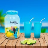 Cumpara ieftin Dozator de bauturi cu robinet, set pahare plastic - 3,8 l - tropical Best CarHome, Oem
