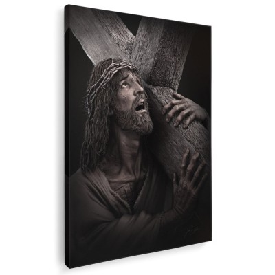 Tablou afis Iisus purtand crucea Tablou canvas pe panza CU RAMA 60x80 cm foto