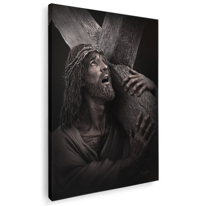 Tablou afis Iisus purtand crucea Tablou canvas pe panza CU RAMA 60x80 cm
