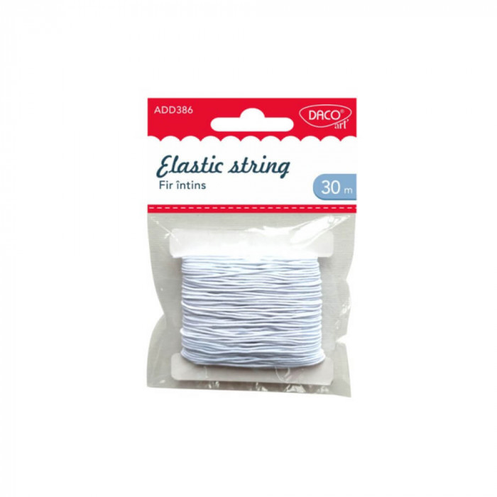 Fir Elastic Daco Fir Intins, 30 m, Alb, Fir Elastic pentru Bijuterii, Firicel Elastic pentru Bijuterii, Fir Alb pentru Margele, Fir Elastic pentru Mar