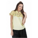Bluza galbena cu maneca scurta si guler tip camasa