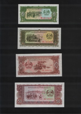 Set Laos 5 + 10 + 20 + 50 kip 1979 unc foto