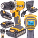 Filetanta Powermat LCD, 2 Acumulatori 20V 1.5Ah, Bormasina, Set Burghie+Biti, Valiza Transport