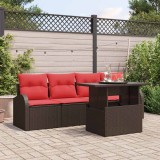 vidaXL Set de canapele pentru grădină cu pernă 5 pcs Maro poliratan 3348550