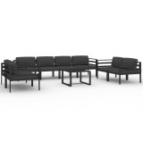 Set mobilier de gradina cu perne, 9 piese, antracit, aluminiu