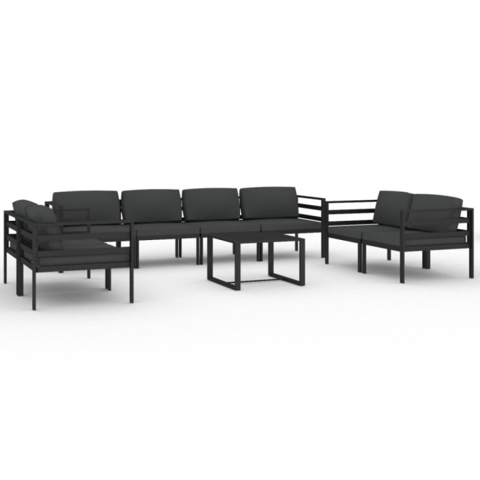 Set mobilier de gradina cu perne, 9 piese, antracit, aluminiu