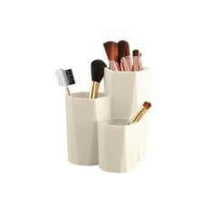 Organizator cosmetice, 3 compartimente, plastic, crem