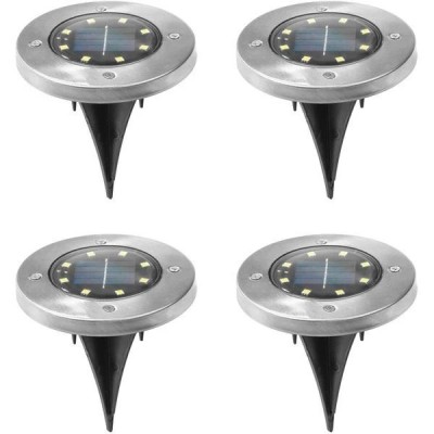 Set 4 Lampi solare cu 8 LED-uri in forma de disk,Disk Lights foto
