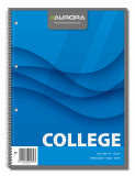 Caiet Cu Spirala, A4, 80 File - 70g/mp, 4 Perf., Coperti Carton, Aurora College - Matematica