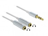 Splitter audio stereo jack 3.5 mm la 2 x jack 3 pini T-M 25 cm, Delock 65355