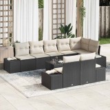 vidaXL Set de canapele pentru grădină cu pernă 9 pcs negru și crem