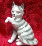 STATUETA FIGURINA BIBELOU PORTELAN BAVARIA PISICA 19 CM