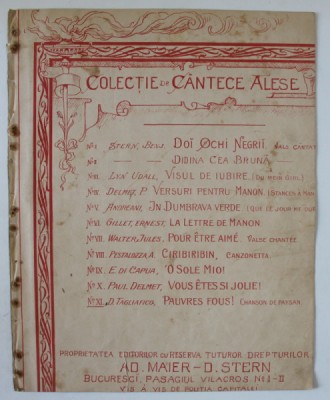PAUVRE FOUS ! CHANSON DE PAYSAN , PAROLES et MUSIQUE de D. TAGLIAFICO , INCEPUTUL SEC. XX , PARTITURA foto