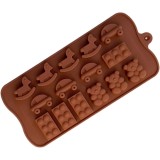 Forma din Silicon, Model Masinuta, Lego, Ursuleti, pentru Ciocolata de Casa, Bomboane, Jeleuri sau Cuburi de Gheata, CBD CORAL BEST DEALS 21 cm 11 cm
