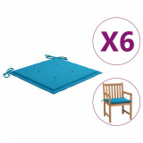 Perne scaun de grădină, 6 buc., albastru, 50x50x3 cm, textil, vidaXL