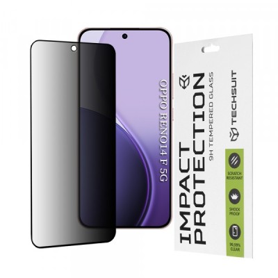 Folie de protectie Ecran Privacy Techsuit pentru Oppo Reno14 FS 5G / Reno14 F, Sticla Securizata, Full Glue, 111D foto