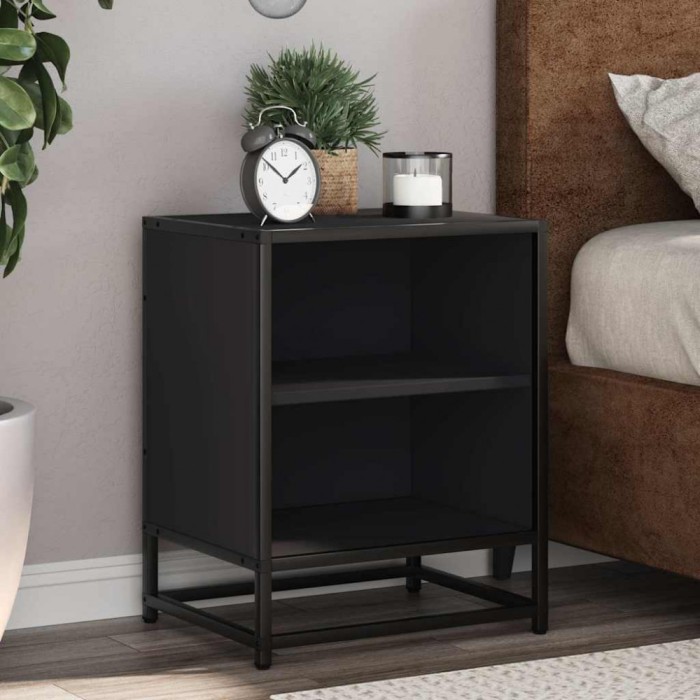 vidaXL Noptiere 2 buc Negru 40x31x50 cm Lemn și metal prelucrat 848700