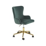 Scaun birou din catifea HM Timoteo, baza cromata aurie, rotire 360 ˚, 100 kg, verde