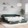 VidaXL Pat de zi cu extensie și sertare verde &icirc;nchis 80x200 cm catifea 3197106