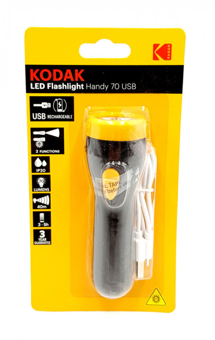 Lanterna LED reincarcabila, cu acumulator, model Kodak USB 70
