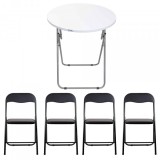 Masa plianta rotunda cu 4 scaune blat mdf 60x65cm alb Zilan ZLN 6968_4S