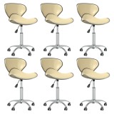 Cumpara ieftin Scaune de bucătărie pivotante, 6 buc., crem, piele ecologică