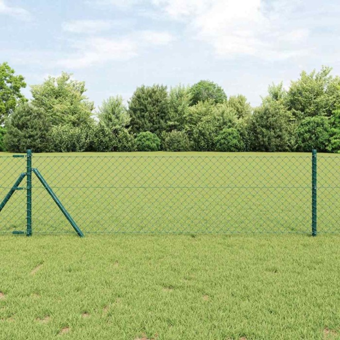 Set de St&acirc;lpi de Gard Verde 0.4 x 10 m Oțel Galvanizat