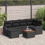 Set canapele grădină cu perne Ratan poli negru Acacia
