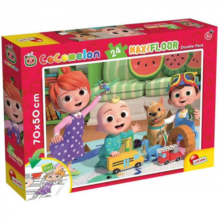 Puzzle de colorat maxi - O zi insorita cu Cocomelon (24 piese), 70 x 50 cm, 3 ani+