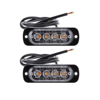 Set 2 Stroboscoape 4 LED, lumini de avertizare galbene pentru auto foto
