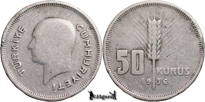 1936, 50 Kuruş - Turcia | KM 865