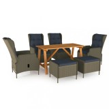 vidaXL Set de masă pentru grădină, 7 piese, maro 3068787