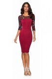 V863-3 Rochie casual eleganta cu maneci din dantela, M/L