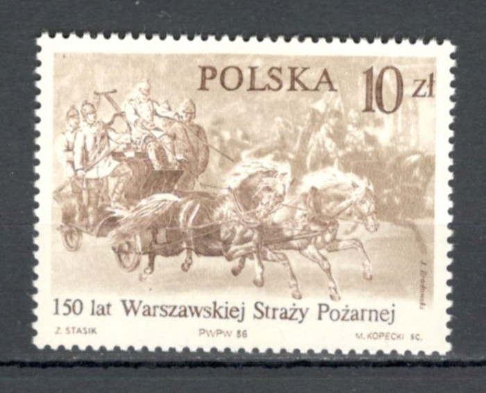 Polonia.1986 150 ani pompieri din Varsovia-Pictura GX.21