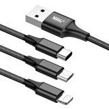 Cablu de date 3 in 1 MRG L-410, MicroUSB, Lightning, Type-C, Negru C410, Other