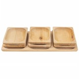 Set 7 platouri patrate lemn fag compartimentat 50x24x2.5cm Zilan EXT 6171