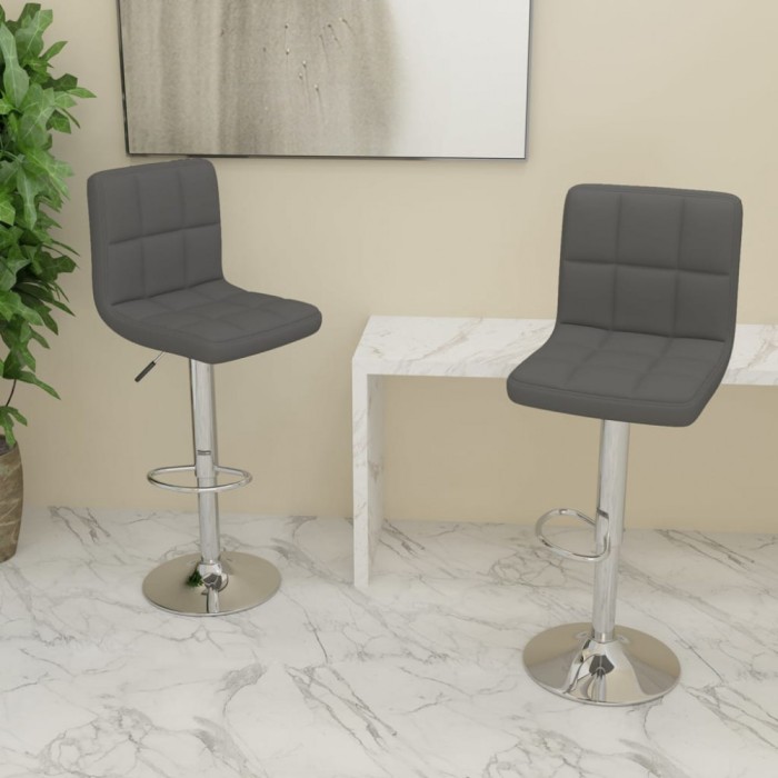vidaXL Scaune de bar, 2 buc., gri &icirc;nchis, material textil