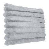 Pernă decorativă din imitație de blană, gri, model reliefat, 55x37 cm, CMCLASS