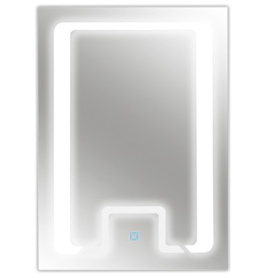 Oglinda Baie Moderna Iluminta 60 x 80 cm Led Touch Senzor Lumina Margine foto