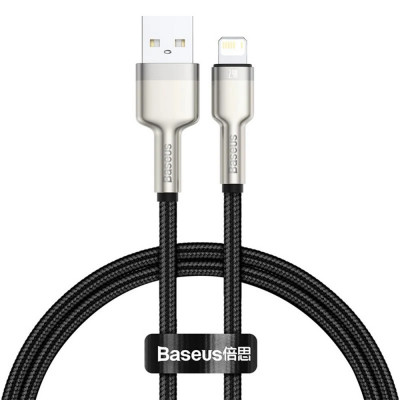 Cablu de Date USB la Lightning 2.4A, 2m Baseus Cafule (CALJK-B01) Negru foto