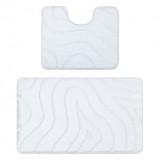 Set de baie din doua piese SUPREME WAVES, valuri, anti-alunecare, moale - alb, 60x100 cm