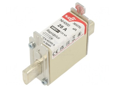 Siguranță Electrică 25A 690VAC 440VDC NH000 Argintie foto