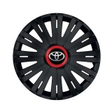 Set 4 capace roti Negre Cu Inel Rosu Active R15 Compatibil Cu Toyota, Autohelix MSA