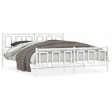 Cumpara ieftin Cadru de pat metalic cu tablie de cap/picioare, alb, 180x200 cm