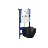Set rezervor de toaletă Roya Delano 082CHR pentru montare &icirc;n perete, negru