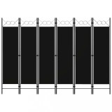 VidaXL Paravan de cameră cu 6 panouri, negru, 240 x 180 cm