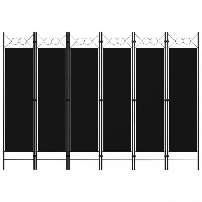 Paravan de cameră cu 6 panouri, negru, 240 x 180 cm