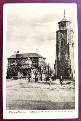Piatra Neamt - Catedrala Biserica Sf. Ioan zidita de Stefan cel Mare - 1926 - fotografie, animata, necirculata, Editura Libraria V. Ionescu foto