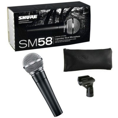 Microfon profesional Shure SM-58, cardiod, dinamic, vocal, nuca, cablu foto